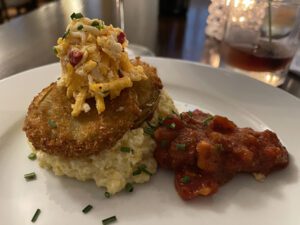 Fried Green Tomatoes Appetizer at 82 Queen in Charleston