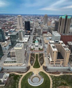 The view from the top of the Gateway Arch.