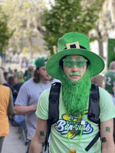 Dressing up for the parade.