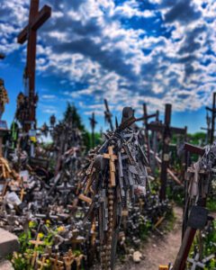 Rosaries stacked together.