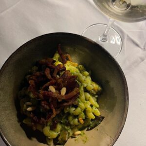 Guanciale and Pistacchio Pasta at Sevens Restaurant in Palermo