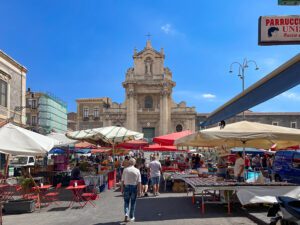 Piazza Carlo Alberto farmers market in Catania