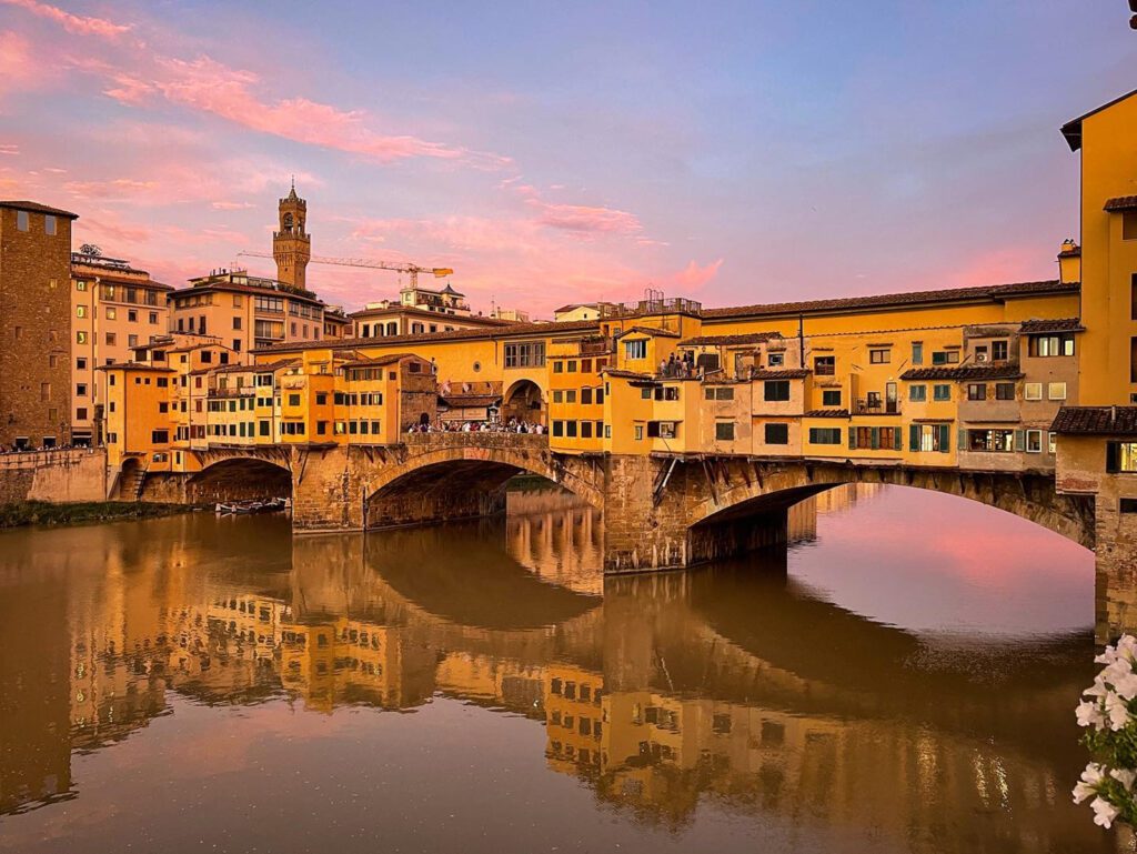 Sunset over Ponte Vecchio, Florence.