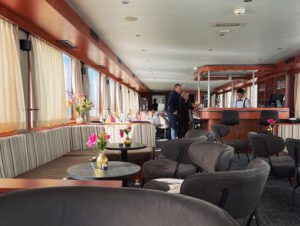 The interior of The Fluvius. Our Bike and Barge Tour vessel.