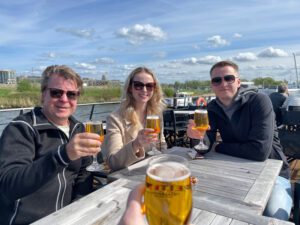 Beer on the sundeck of the Fluvius