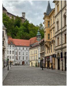 Looking towards castle and townhall Ljubljana