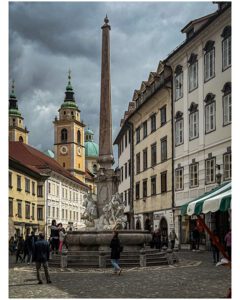 Robba Fountain in Ljubljana Slovenia