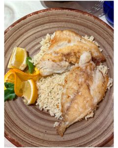 Seabass and Rice at Restaurant Neptun in Piran