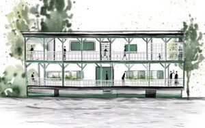 An artist's rendering of Houseboat 65