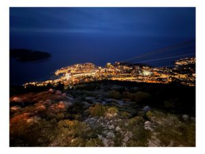 Night time view of Dubrovnik from Panorama Restaurant